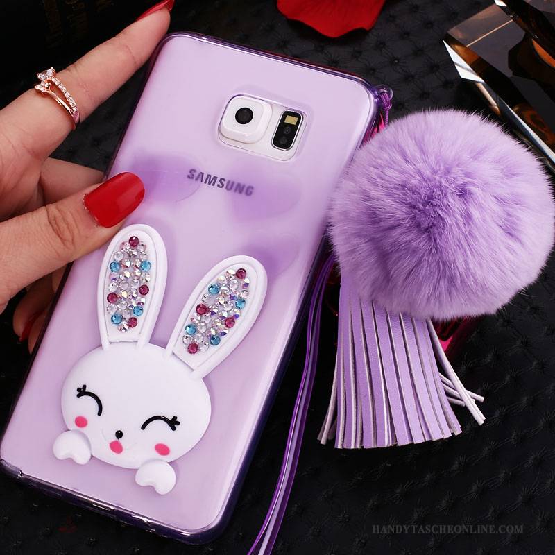 Hülle Samsung Galaxy Note 5 Schutz Transparent Handyhüllen, Case Samsung Galaxy Note 5 Strass Hängende Verzierungen Lila