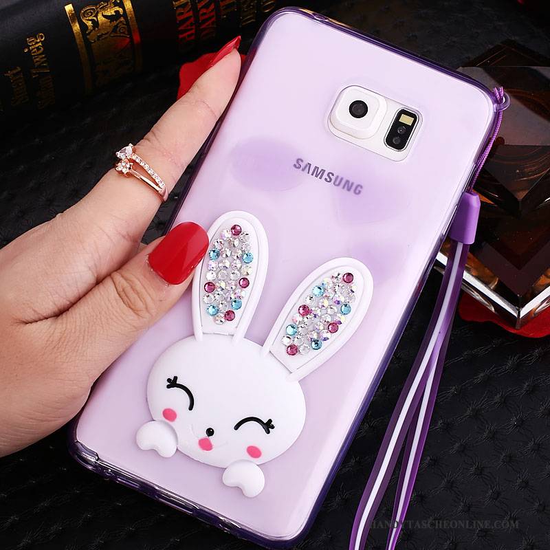 Hülle Samsung Galaxy Note 5 Schutz Transparent Handyhüllen, Case Samsung Galaxy Note 5 Strass Hängende Verzierungen Lila