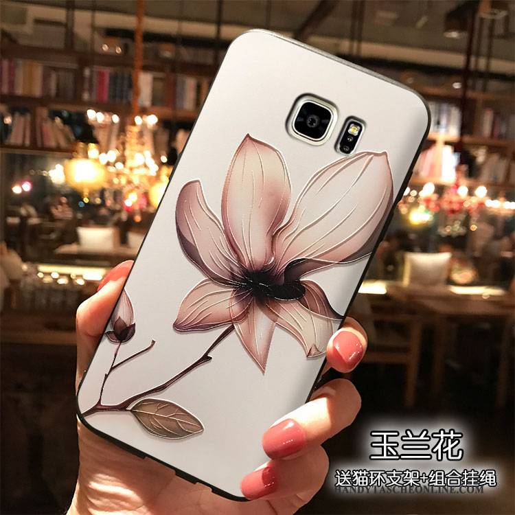 Hülle Samsung Galaxy Note 5 Silikon Blau Handyhüllen, Case Samsung Galaxy Note 5 Blumen Trend