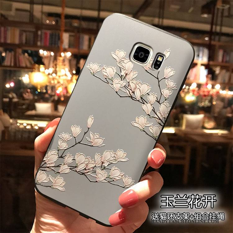 Hülle Samsung Galaxy Note 5 Silikon Blau Handyhüllen, Case Samsung Galaxy Note 5 Blumen Trend