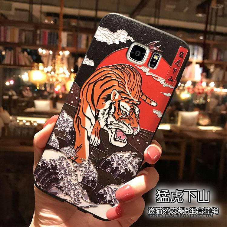 Hülle Samsung Galaxy Note 5 Silikon Handyhüllen Tiger, Case Samsung Galaxy Note 5 Rot Wind