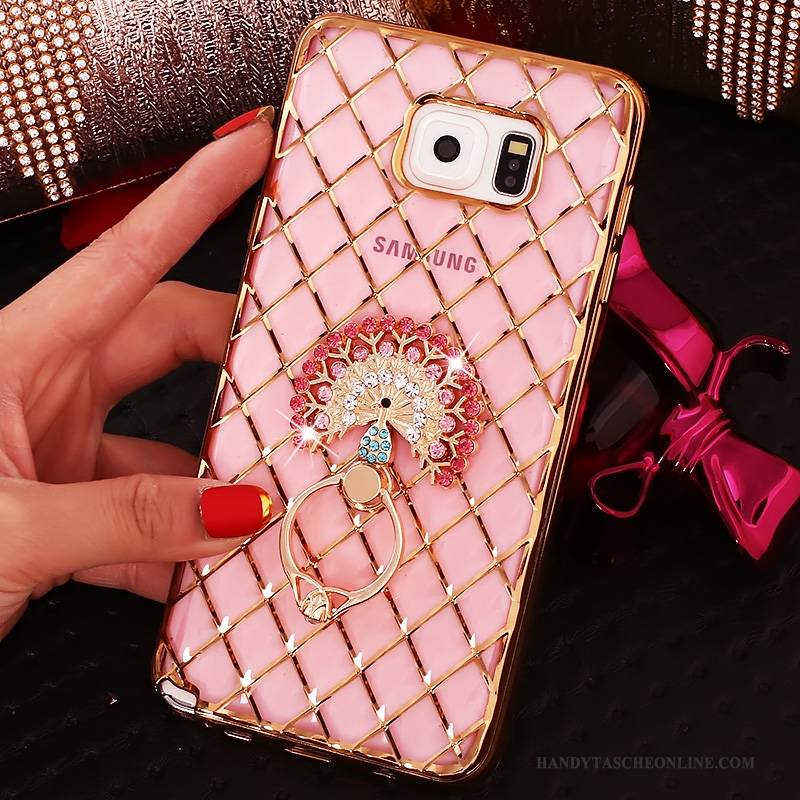 Hülle Samsung Galaxy Note 5 Strass Schlank Ring, Case Samsung Galaxy Note 5 Silikon Rosa