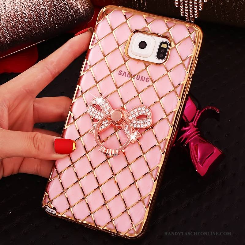 Hülle Samsung Galaxy Note 5 Strass Schlank Ring, Case Samsung Galaxy Note 5 Silikon Rosa