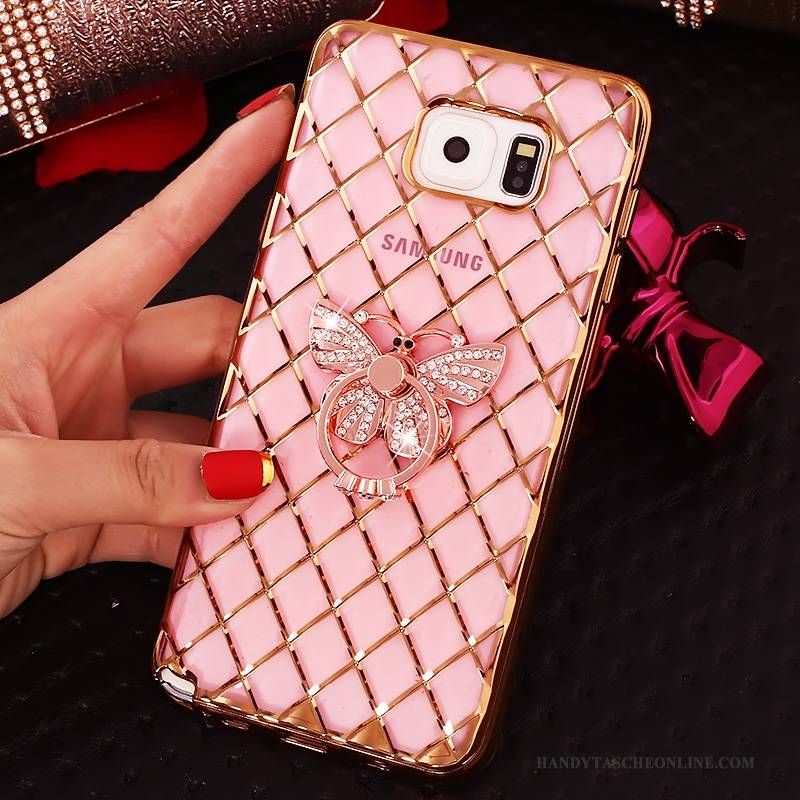 Hülle Samsung Galaxy Note 5 Strass Schlank Ring, Case Samsung Galaxy Note 5 Silikon Rosa