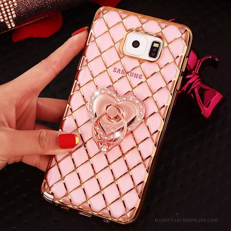 Hülle Samsung Galaxy Note 5 Strass Schlank Ring, Case Samsung Galaxy Note 5 Silikon Rosa