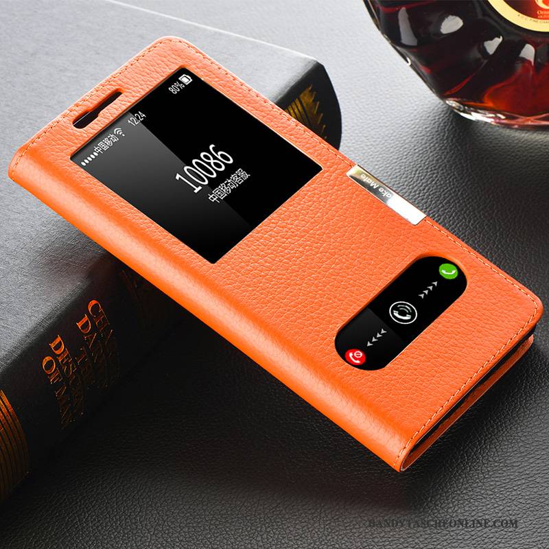 Hülle Samsung Galaxy Note 8 Folio Handyhüllen Orange, Case Samsung Galaxy Note 8 Leder