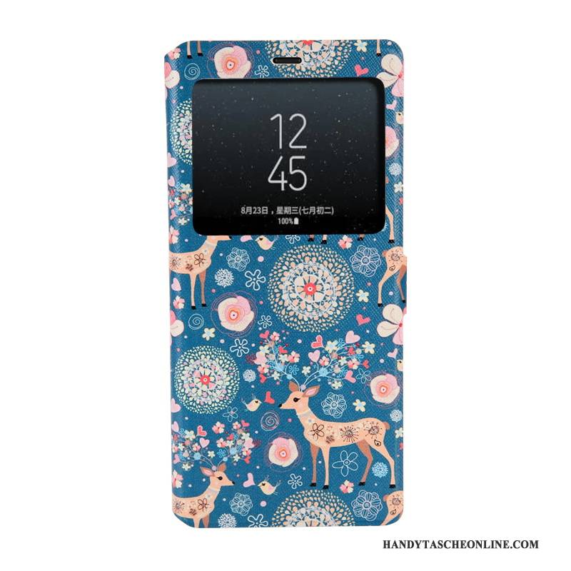 Hülle Samsung Galaxy Note 8 Gemalt Handyhüllen Fenster Öffnen, Case Samsung Galaxy Note 8 Weiche Blau Trend