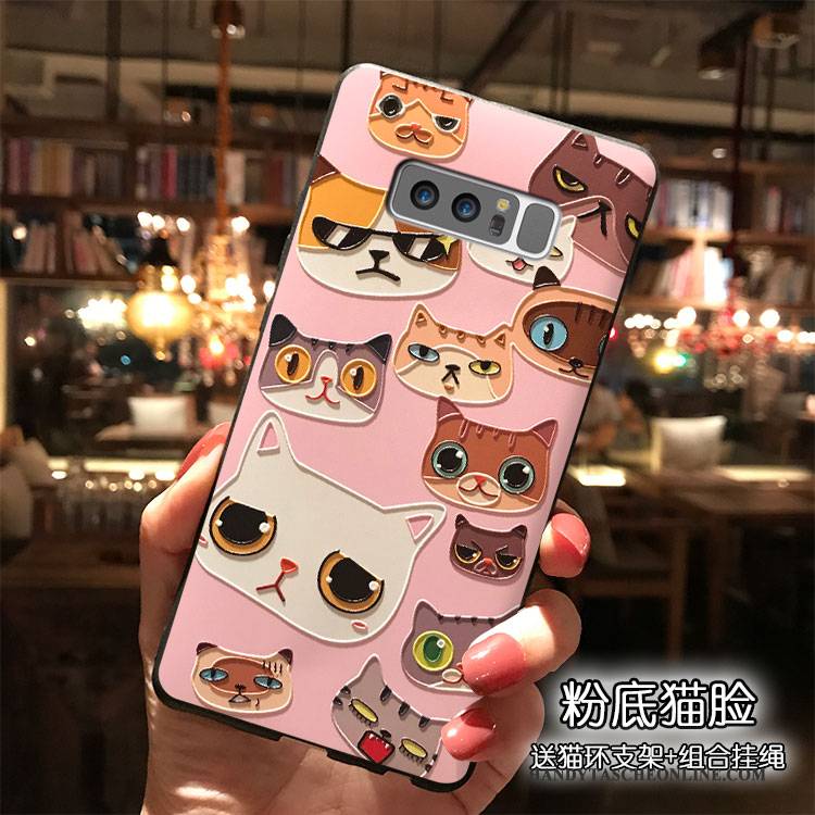 Hülle Samsung Galaxy Note 8 Karikatur Hängende Verzierungen Trend, Case Samsung Galaxy Note 8 Silikon Handyhüllen Rosa