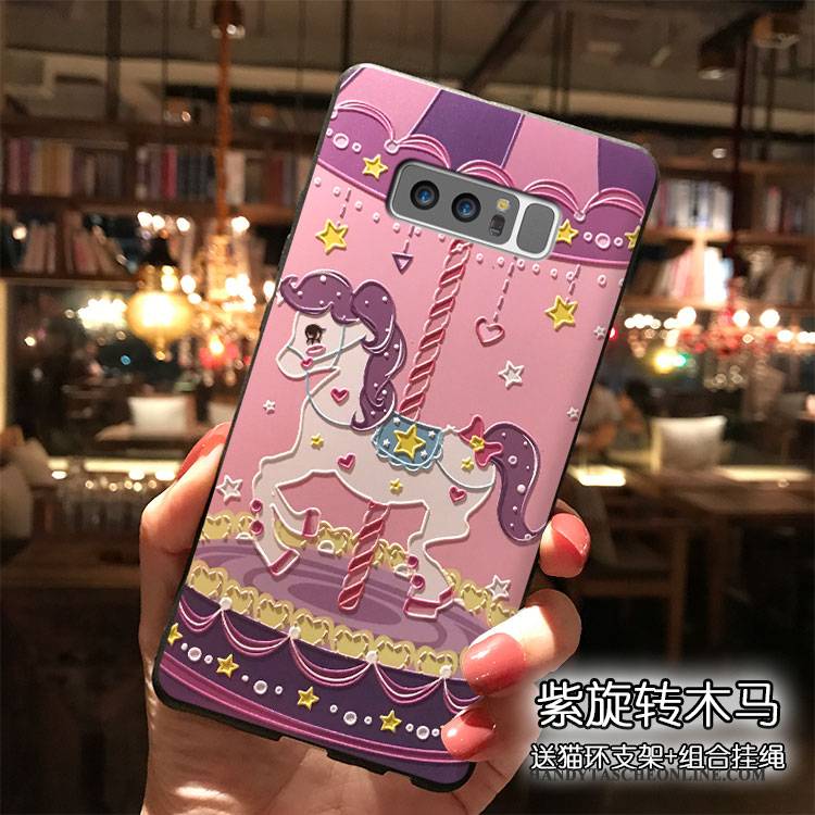 Hülle Samsung Galaxy Note 8 Karikatur Nette Handyhüllen, Case Samsung Galaxy Note 8 Silikon Hängende Verzierungen Lila