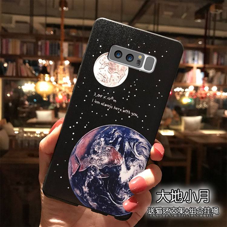 Hülle Samsung Galaxy Note 8 Karikatur Trend Schwarz, Case Samsung Galaxy Note 8 Silikon Hängende Verzierungen Handyhüllen