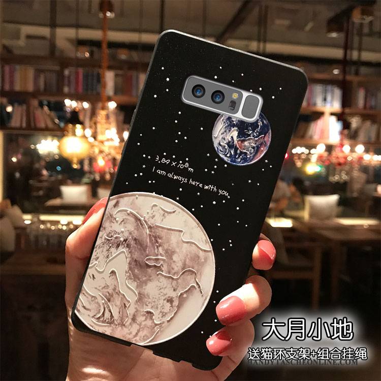 Hülle Samsung Galaxy Note 8 Karikatur Trend Schwarz, Case Samsung Galaxy Note 8 Silikon Hängende Verzierungen Handyhüllen