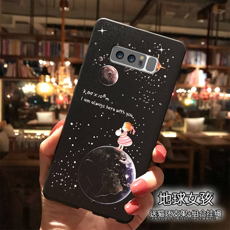 Hülle Samsung Galaxy Note 8 Karikatur Trend Schwarz, Case Samsung Galaxy Note 8 Silikon Hängende Verzierungen Handyhüllen