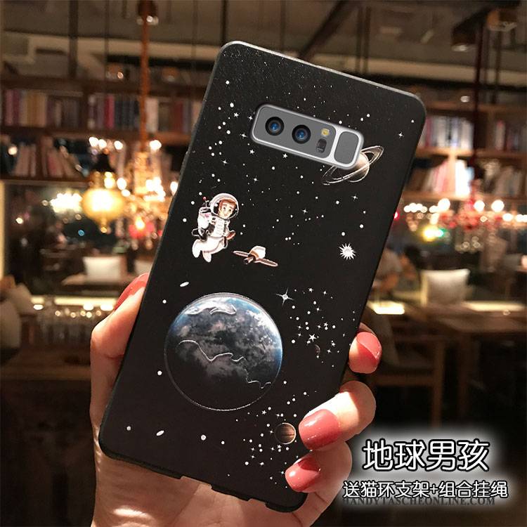 Hülle Samsung Galaxy Note 8 Karikatur Trend Schwarz, Case Samsung Galaxy Note 8 Silikon Hängende Verzierungen Handyhüllen