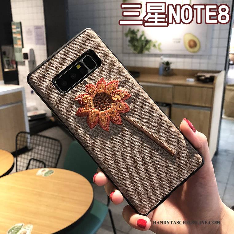 Hülle Samsung Galaxy Note 8 Kreativ Stickerei Handyhüllen, Case Samsung Galaxy Note 8 Schutz Khaki Anti-sturz