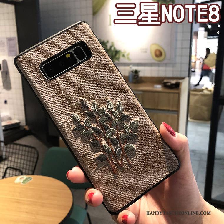 Hülle Samsung Galaxy Note 8 Kreativ Stickerei Handyhüllen, Case Samsung Galaxy Note 8 Schutz Khaki Anti-sturz