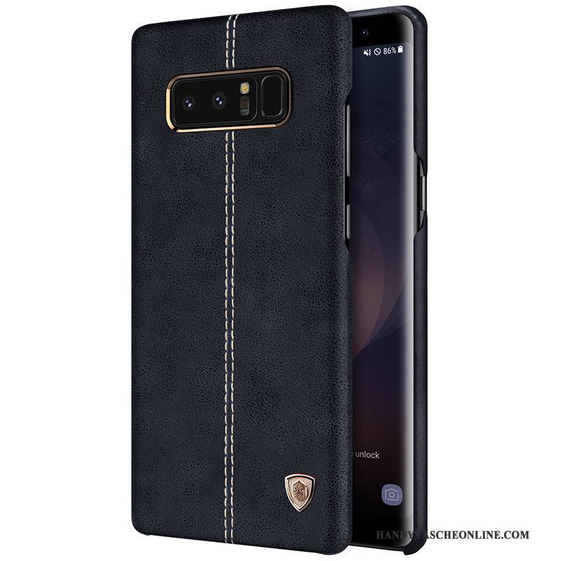 Hülle Samsung Galaxy Note 8 Leder Gold Blau, Case Samsung Galaxy Note 8 Schutz Handyhüllen Anti-sturz