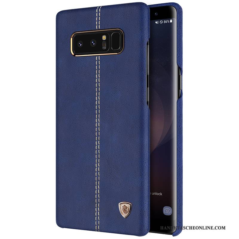 Hülle Samsung Galaxy Note 8 Leder Gold Blau, Case Samsung Galaxy Note 8 Schutz Handyhüllen Anti-sturz