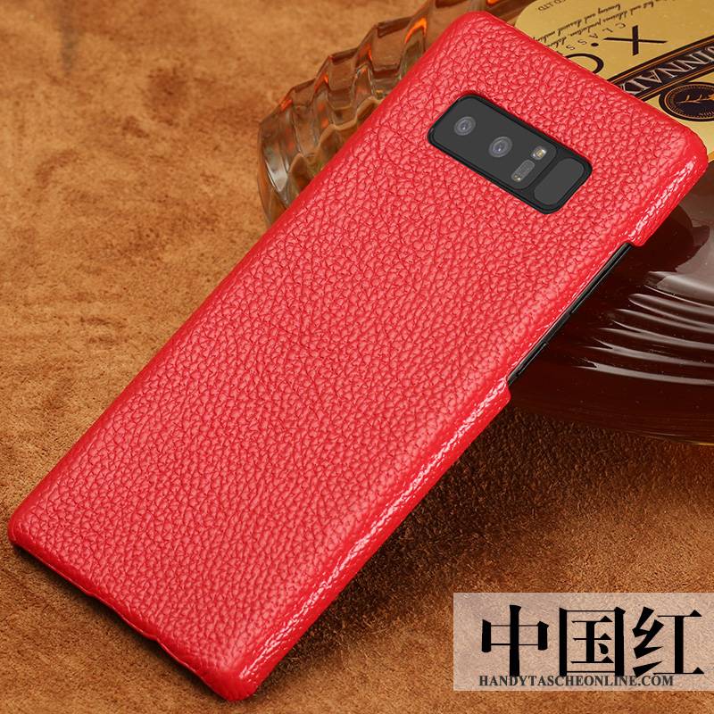 Hülle Samsung Galaxy Note 8 Lederhülle Einfach Einfarbig, Case Samsung Galaxy Note 8 Schutz Schwarz Handyhüllen