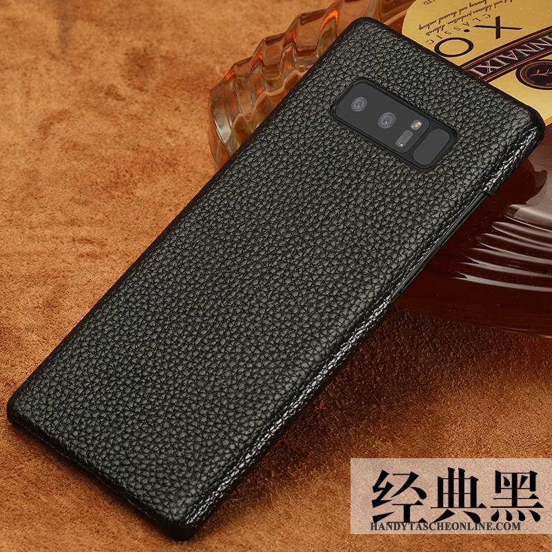 Hülle Samsung Galaxy Note 8 Lederhülle Einfach Einfarbig, Case Samsung Galaxy Note 8 Schutz Schwarz Handyhüllen