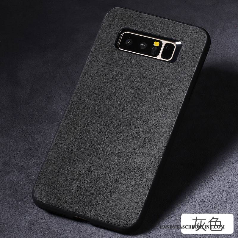 Hülle Samsung Galaxy Note 8 Lederhülle Grau Dunkel, Case Samsung Galaxy Note 8 Leder Handyhüllen Anti-sturz