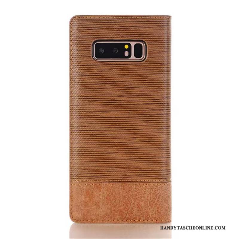 Hülle Samsung Galaxy Note 8 Lederhülle Zweifarbig Dunkelblau, Case Samsung Galaxy Note 8 Schutz Automatisch