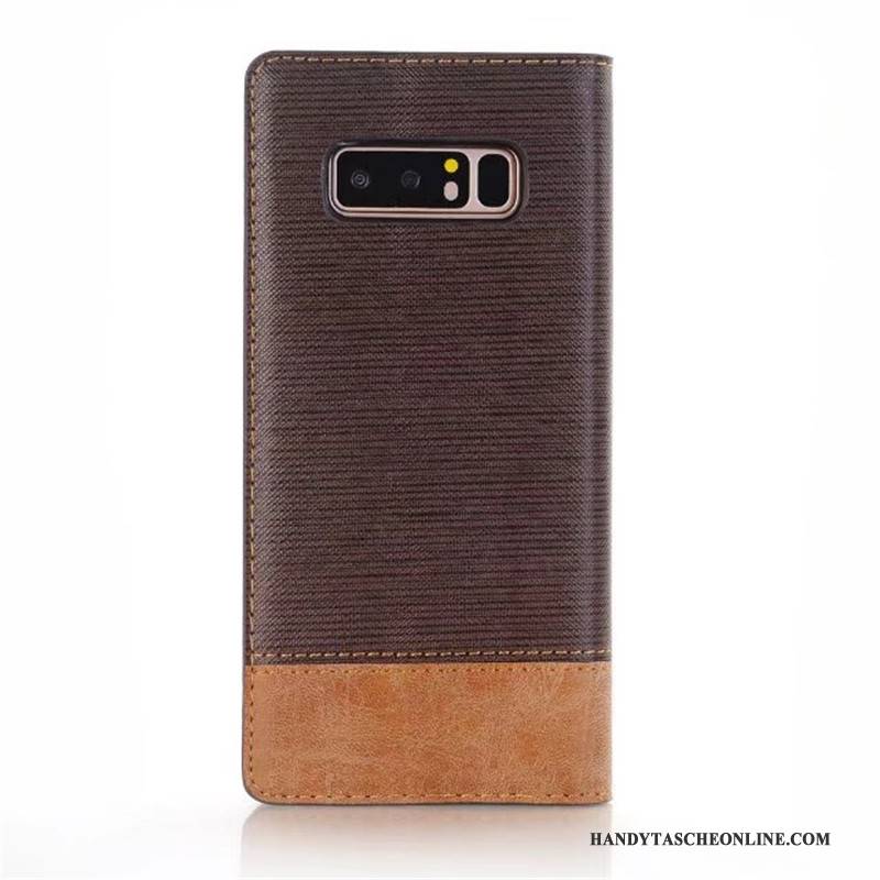 Hülle Samsung Galaxy Note 8 Lederhülle Zweifarbig Dunkelblau, Case Samsung Galaxy Note 8 Schutz Automatisch