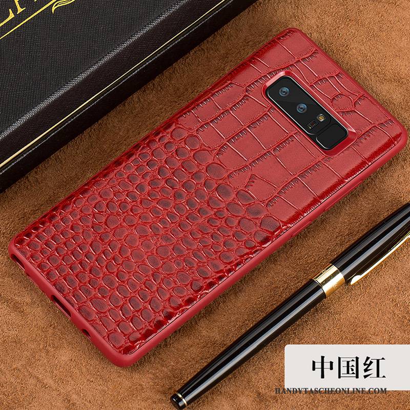 Hülle Samsung Galaxy Note 8 Luxus Rot Handyhüllen, Case Samsung Galaxy Note 8 Leder Neu Anti-sturz