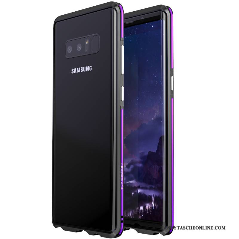 Hülle Samsung Galaxy Note 8 Metall Grenze Zweifarbig, Case Samsung Galaxy Note 8 Schutz Seide Lila