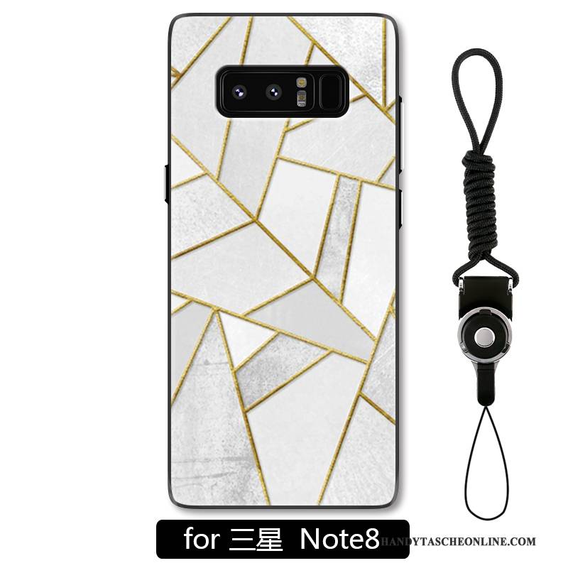 Hülle Samsung Galaxy Note 8 Prägung Handyhüllen Hängende Verzierungen, Case Samsung Galaxy Note 8 Schutz Schwer Weiß