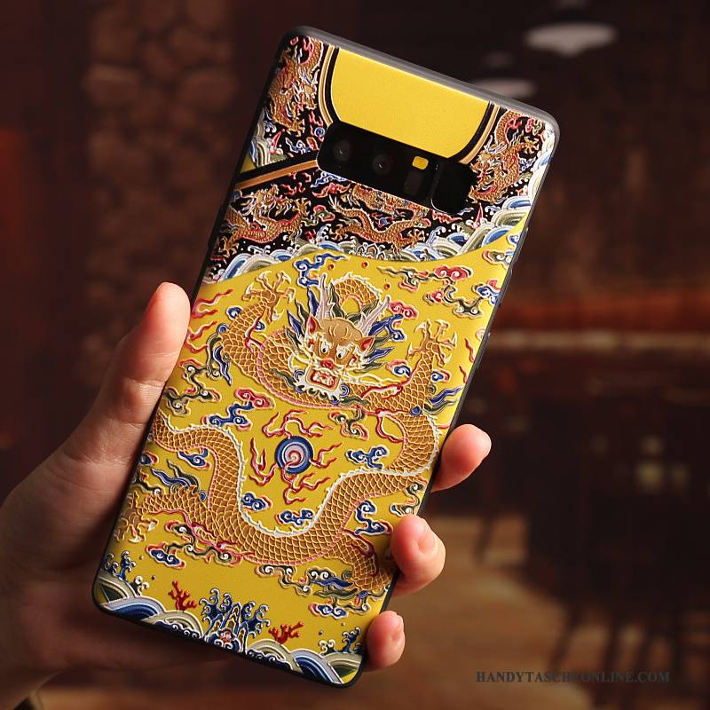 Hülle Samsung Galaxy Note 8 Silikon Gelb Drachen, Case Samsung Galaxy Note 8 Schutz Persönlichkeit Handyhüllen