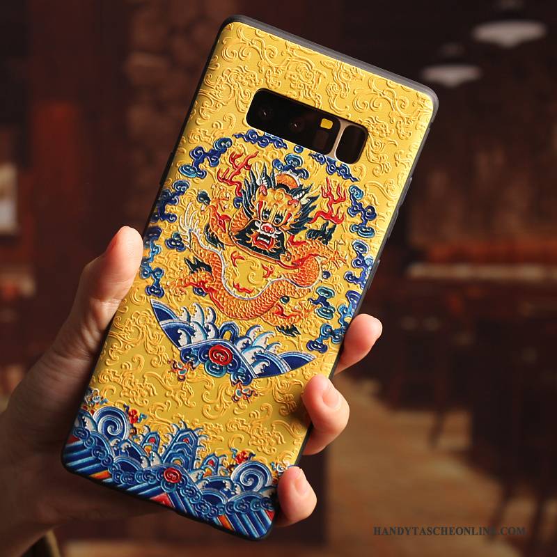 Hülle Samsung Galaxy Note 8 Silikon Gelb Drachen, Case Samsung Galaxy Note 8 Schutz Persönlichkeit Handyhüllen