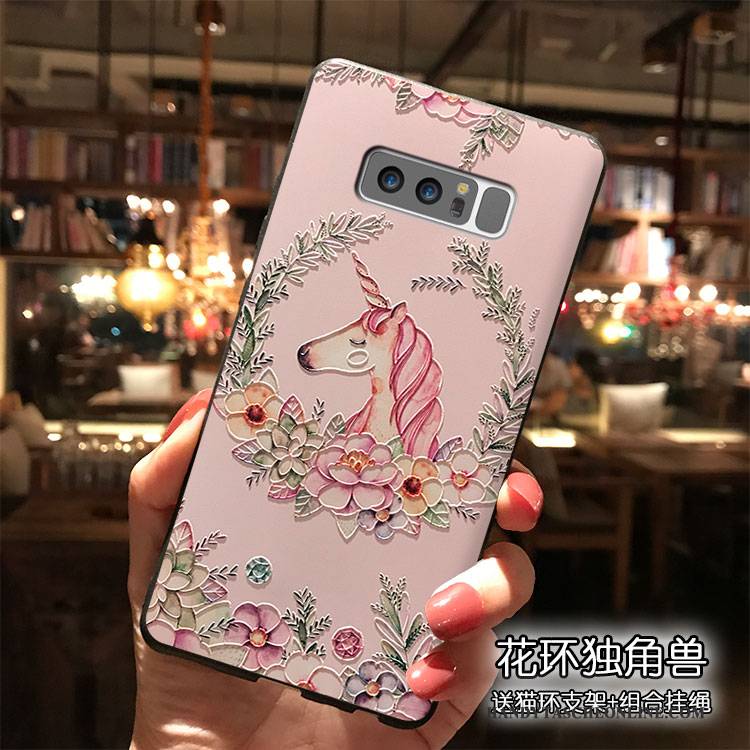 Hülle Samsung Galaxy Note 8 Silikon Rosa Nette, Case Samsung Galaxy Note 8 Hängende Verzierungen Persönlichkeit