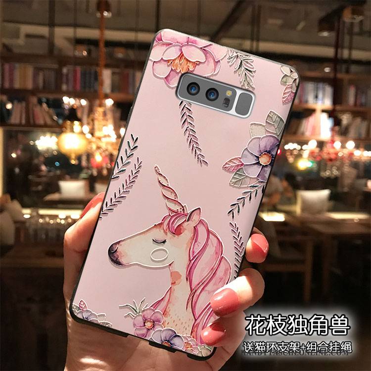 Hülle Samsung Galaxy Note 8 Silikon Rosa Nette, Case Samsung Galaxy Note 8 Hängende Verzierungen Persönlichkeit