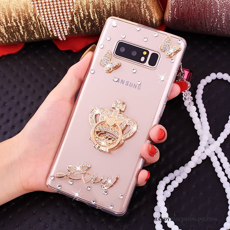 Hülle Samsung Galaxy Note 8 Strass Rosa Ring, Case Samsung Galaxy Note 8 Taschen Handyhüllen Anti-sturz