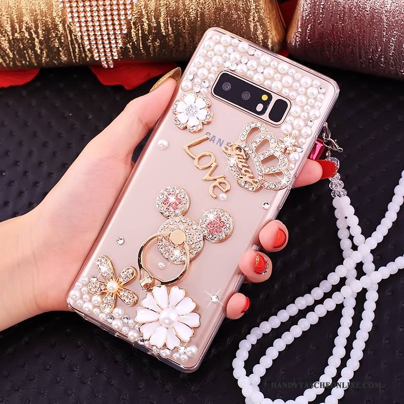 Hülle Samsung Galaxy Note 8 Strass Rosa Ring, Case Samsung Galaxy Note 8 Taschen Handyhüllen Anti-sturz