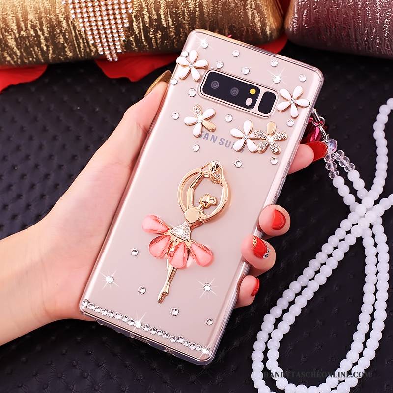 Hülle Samsung Galaxy Note 8 Strass Rosa Ring, Case Samsung Galaxy Note 8 Taschen Handyhüllen Anti-sturz