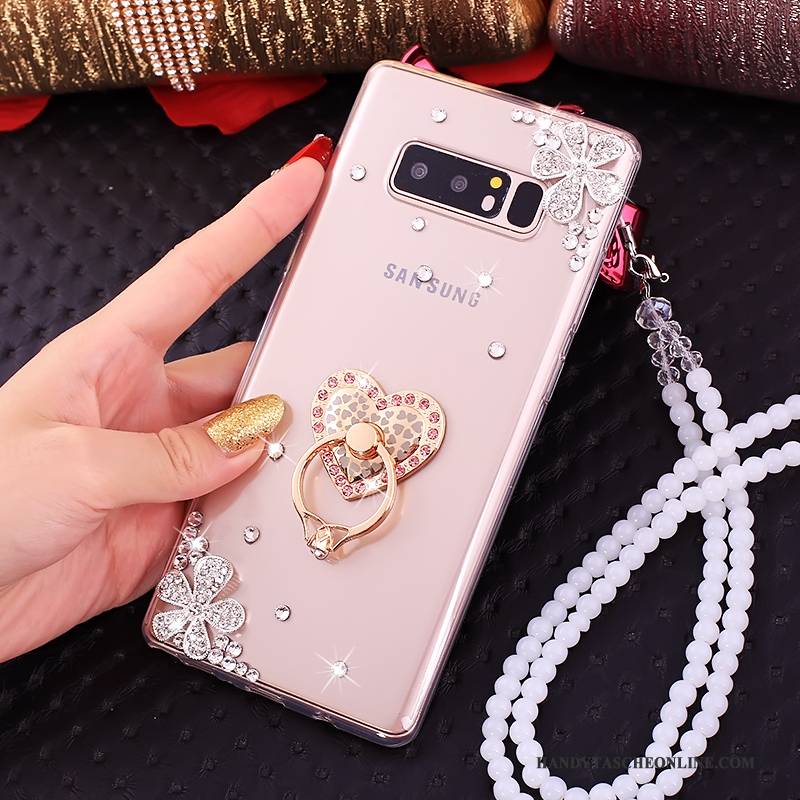 Hülle Samsung Galaxy Note 8 Strass Rosa Ring, Case Samsung Galaxy Note 8 Taschen Handyhüllen Anti-sturz