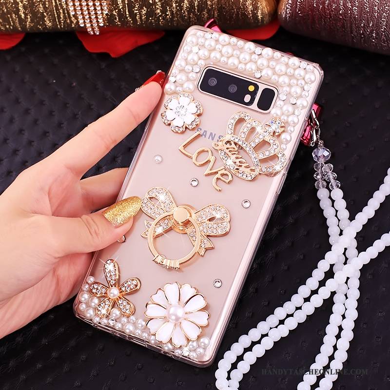 Hülle Samsung Galaxy Note 8 Strass Rosa Ring, Case Samsung Galaxy Note 8 Taschen Handyhüllen Anti-sturz