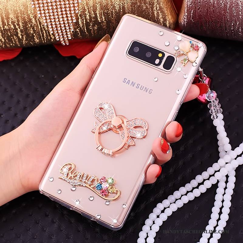 Hülle Samsung Galaxy Note 8 Strass Rosa Ring, Case Samsung Galaxy Note 8 Taschen Handyhüllen Anti-sturz