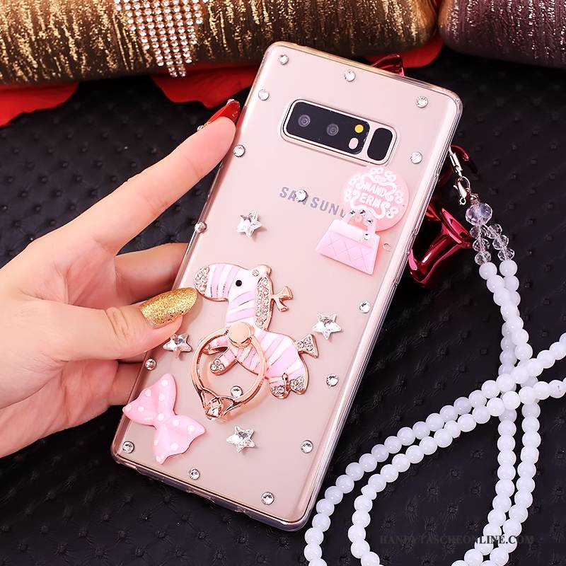 Hülle Samsung Galaxy Note 8 Strass Rosa Ring, Case Samsung Galaxy Note 8 Taschen Handyhüllen Anti-sturz