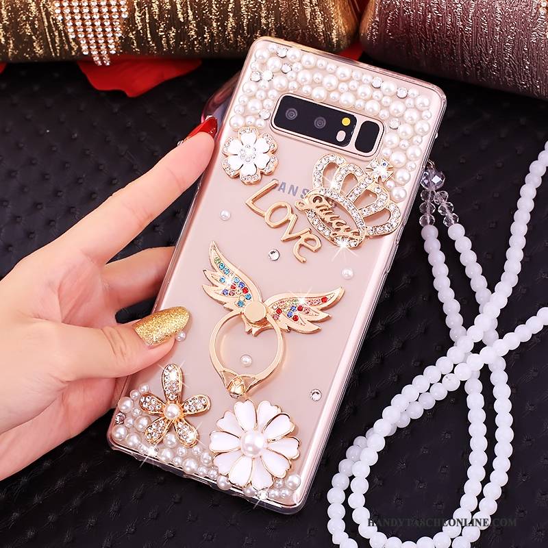 Hülle Samsung Galaxy Note 8 Strass Rosa Ring, Case Samsung Galaxy Note 8 Taschen Handyhüllen Anti-sturz