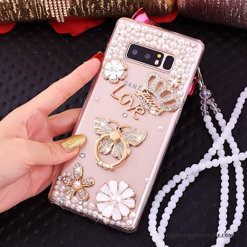 Hülle Samsung Galaxy Note 8 Strass Rosa Ring, Case Samsung Galaxy Note 8 Taschen Handyhüllen Anti-sturz