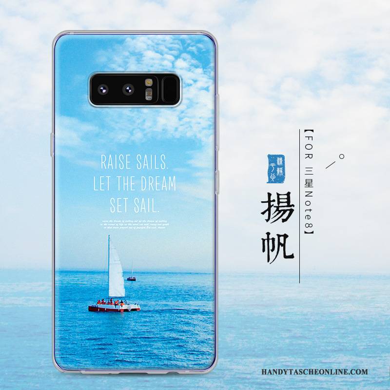 Hülle Samsung Galaxy Note 8 Taschen Blau Anti-sturz, Case Samsung Galaxy Note 8 Schutz Trend Transparent