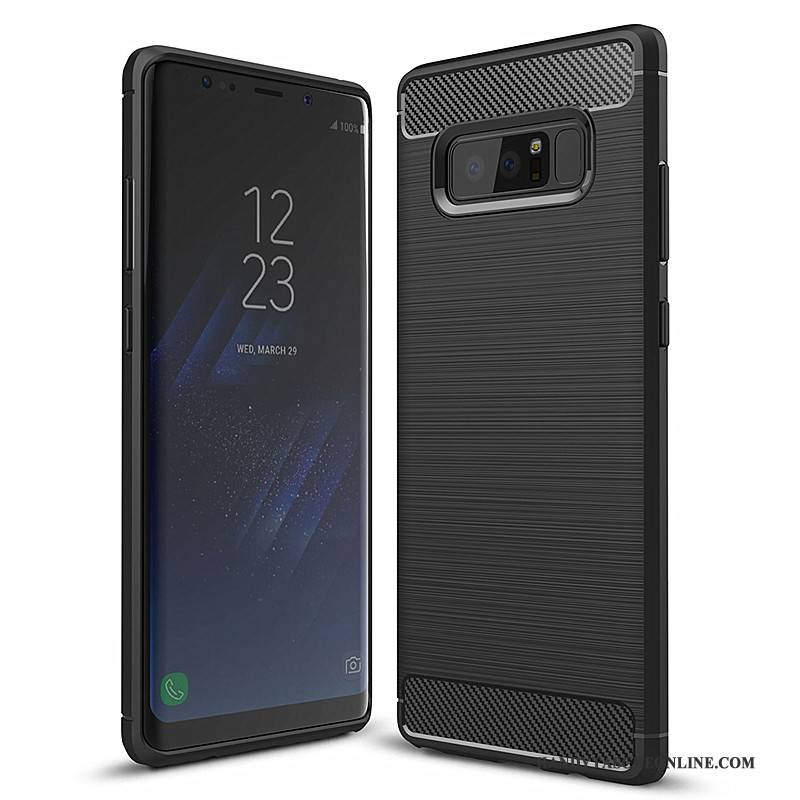 Hülle Samsung Galaxy Note 8 Taschen Schwarz Faser, Case Samsung Galaxy Note 8 Silikon Handyhüllen