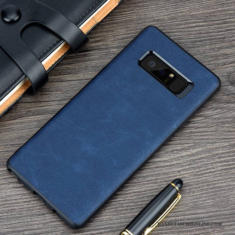 Hülle Samsung Galaxy Note 8 Weiche Blau Business, Case Samsung Galaxy Note 8 Retro Handyhüllen Anti-sturz