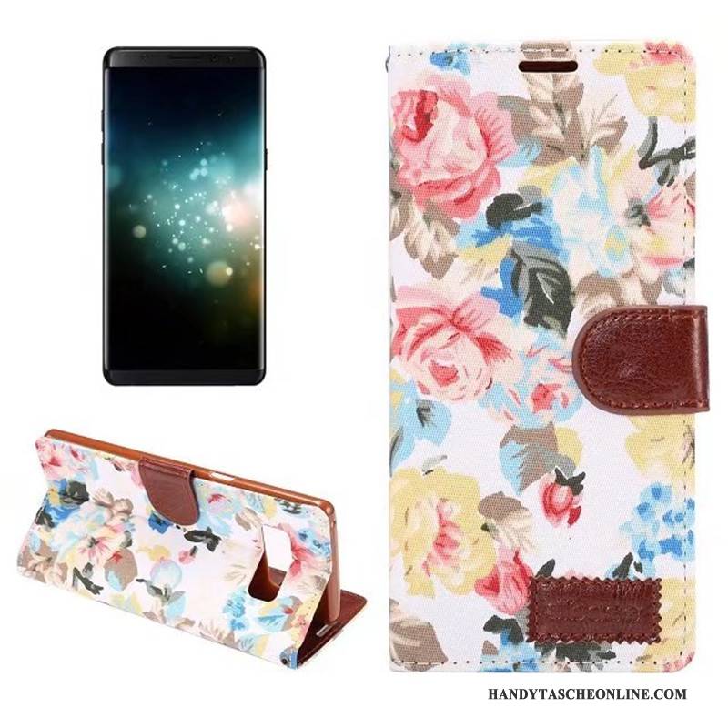 Hülle Samsung Galaxy Note 8 Weiche Blumen Muster, Case Samsung Galaxy Note 8 Lederhülle Stoff