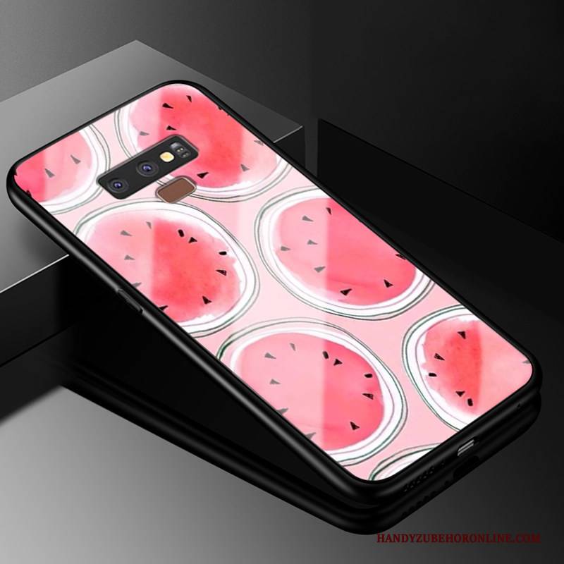 Hülle Samsung Galaxy Note 9 Karikatur Persönlichkeit Glas, Case Samsung Galaxy Note 9 Schutz Handyhüllen Rot