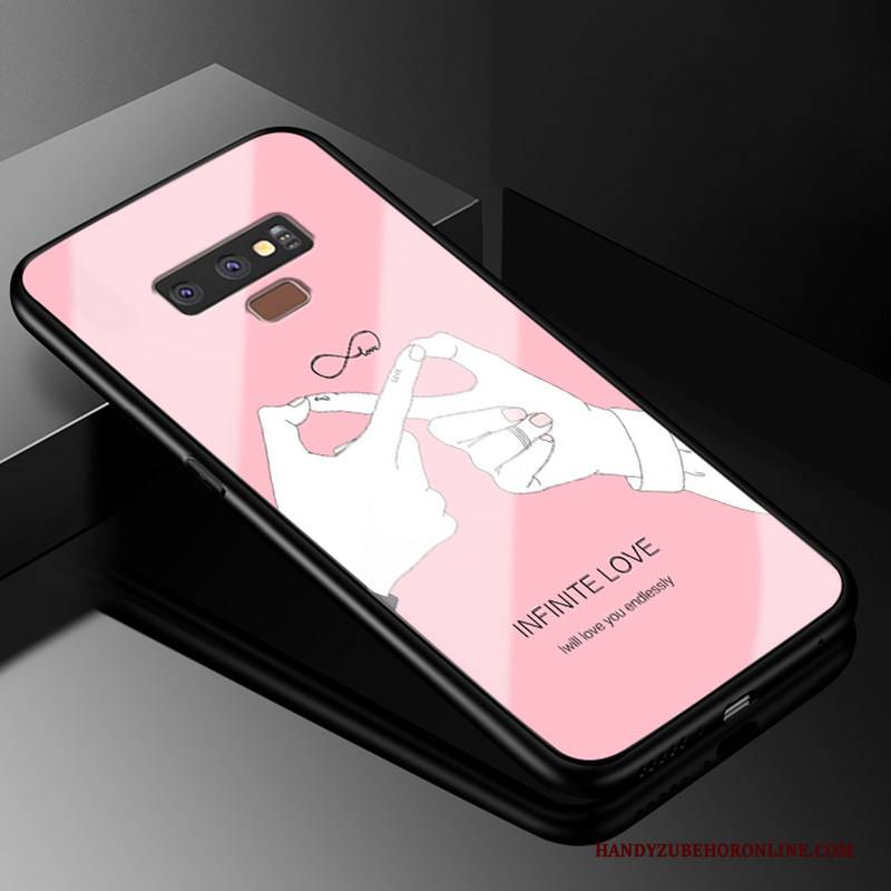 Hülle Samsung Galaxy Note 9 Karikatur Persönlichkeit Glas, Case Samsung Galaxy Note 9 Schutz Handyhüllen Rot