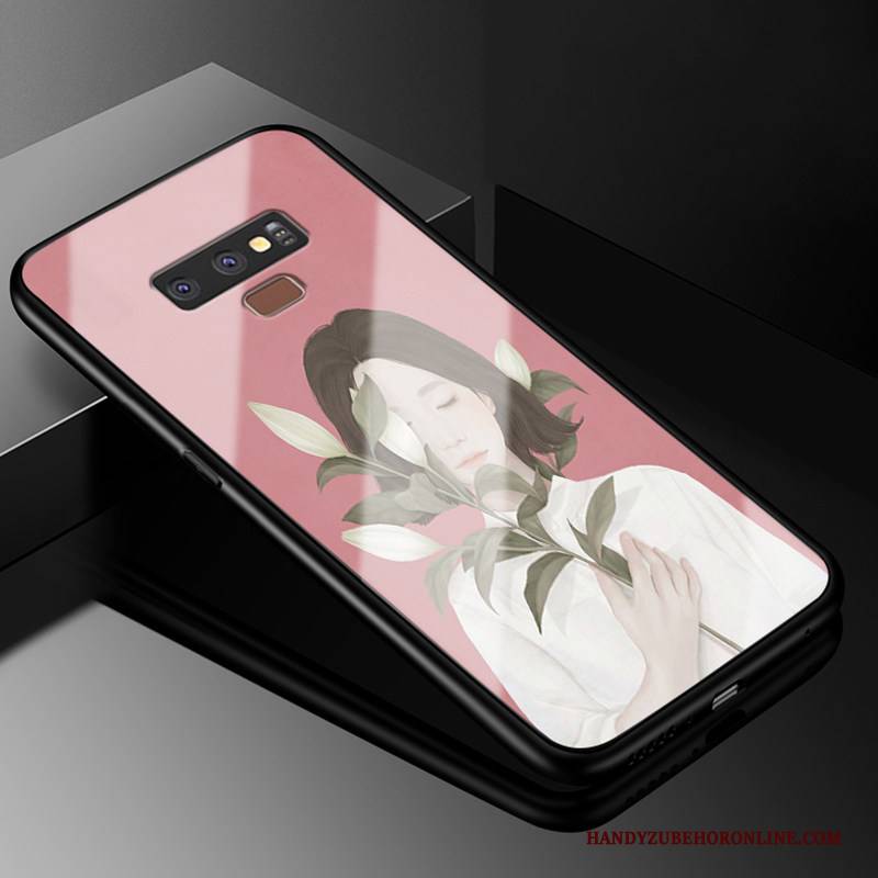 Hülle Samsung Galaxy Note 9 Karikatur Persönlichkeit Glas, Case Samsung Galaxy Note 9 Schutz Handyhüllen Rot