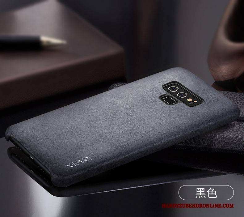 Hülle Samsung Galaxy Note 9 Lederhülle Grau Anti-sturz, Case Samsung Galaxy Note 9 Schutz Schlank Business